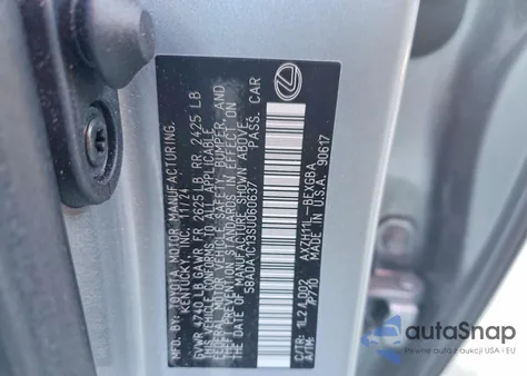 2025 Lexus Es 300H Base z USA, uszkodzony, nr VIN 58ADA1C13SU060637